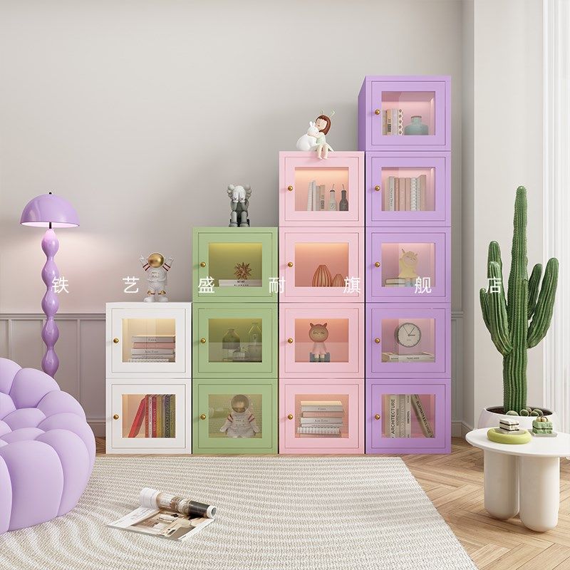 网红新款防尘书柜带门小书架置物架儿童自由组合展示手办玩具柜子,住宅家具,单个书柜,淘宝优惠券,粉丝福利购,淘宝优惠卷
