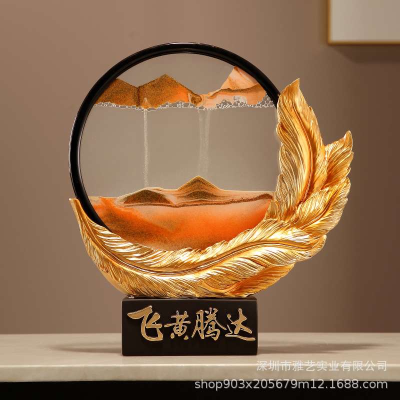 飞黄腾达创意流沙摆件客厅电视柜玄关桌面摆设树脂工艺品 装饰