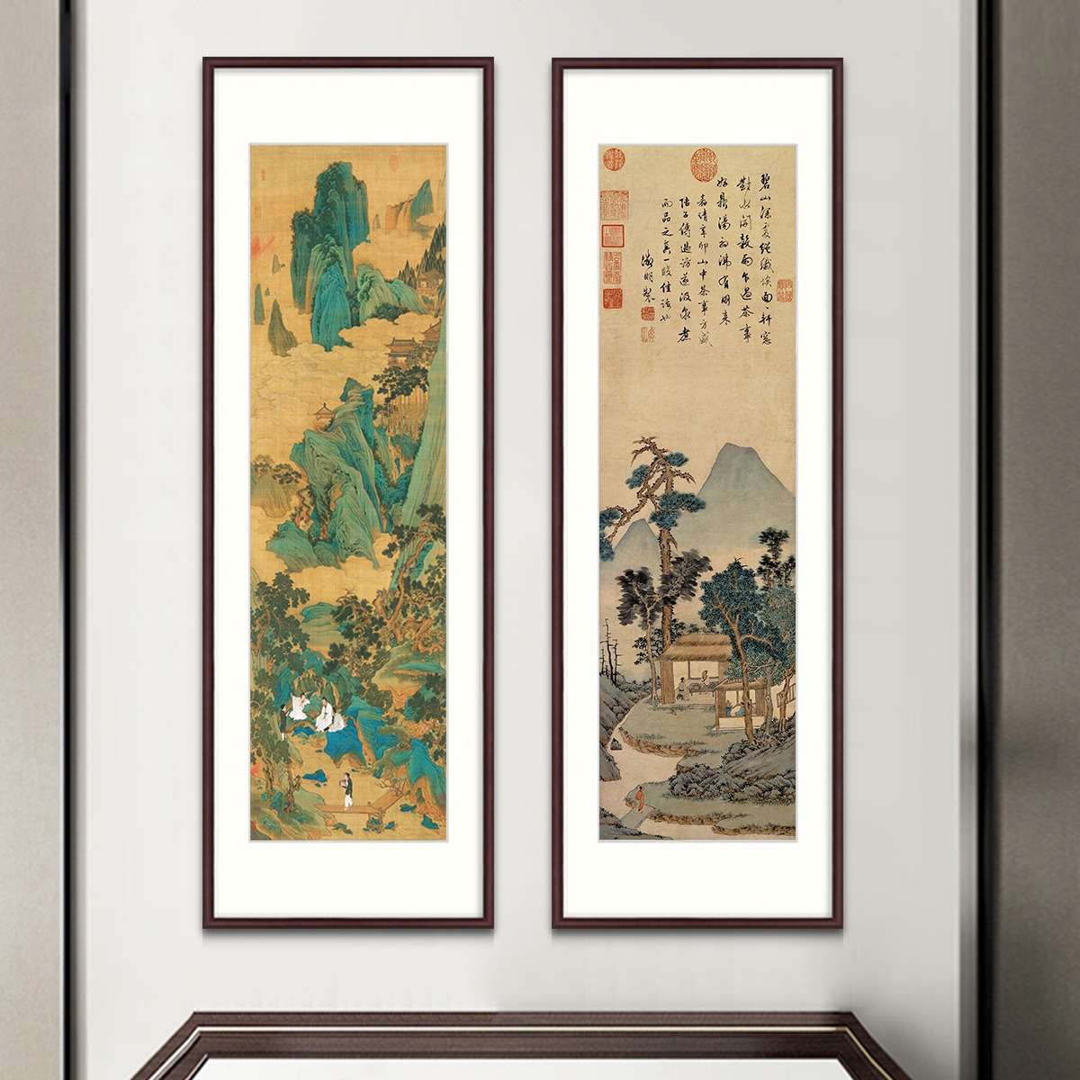 玄关书房办公室挂画新中式客厅装饰画文徵明品茶图水墨画茶室国画