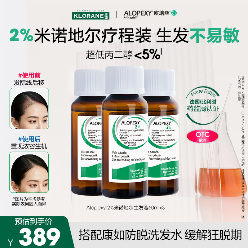 康如Alopexy密培丝米诺地尔生发液2%60ml*3防脱增发密发育发男女