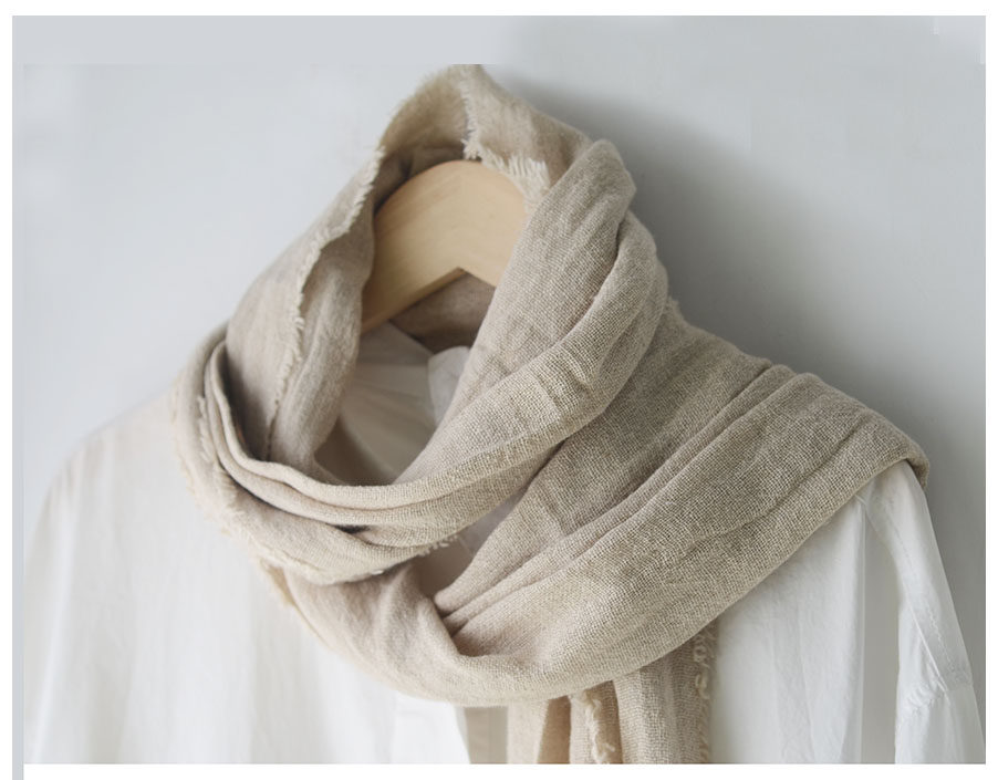 纯色棉麻围巾文艺小清新窄小丝巾女 复古素色夏季流苏搭配装饰