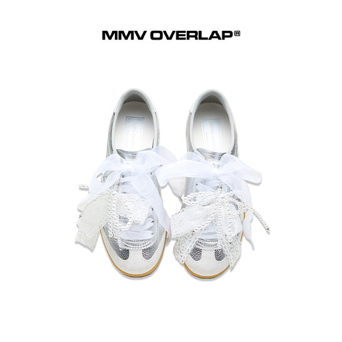 【陈鹤一 何蓝逗同款】MMVOVERLAP液态银真皮德训鞋增高男女板鞋