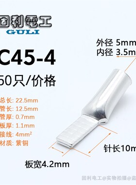 C45-4平方插针冷压断路器接线端子 鸭嘴鼻 DZ47空开铜鼻子 插片