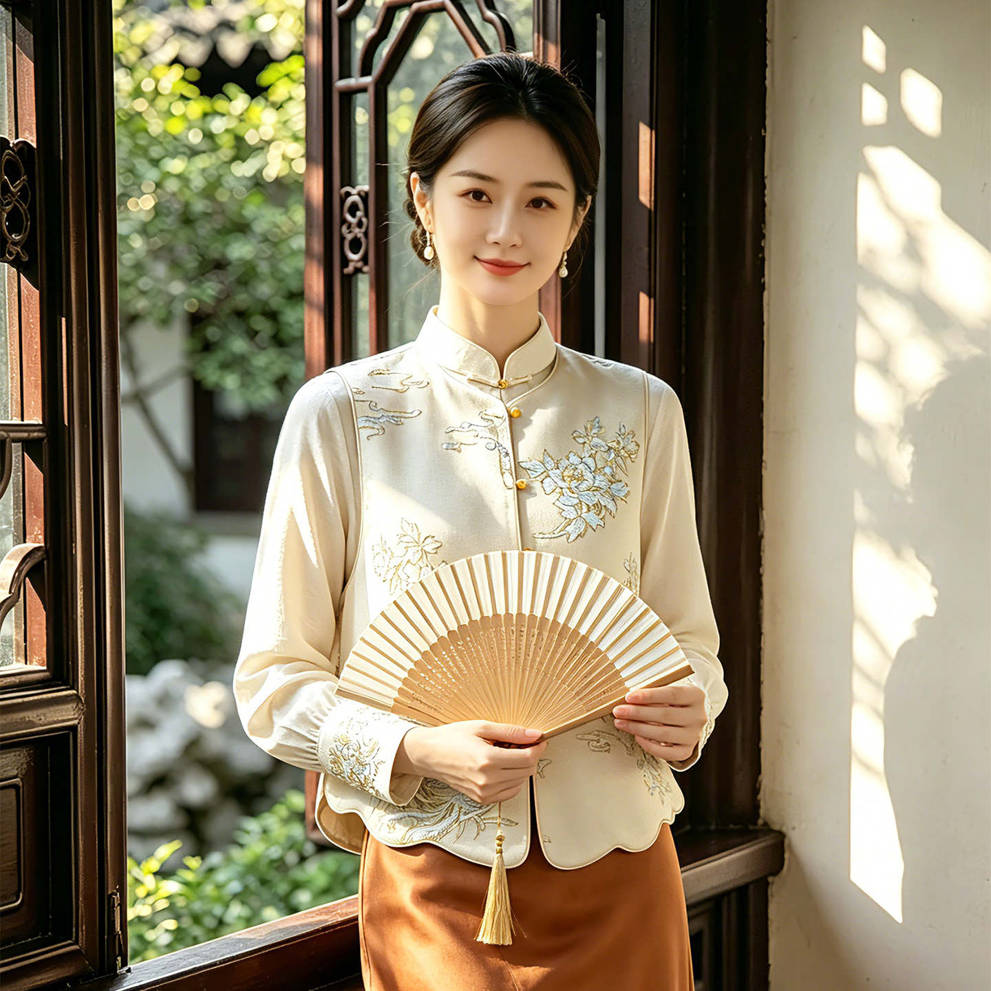 春季新中式刺绣双面穿女马甲