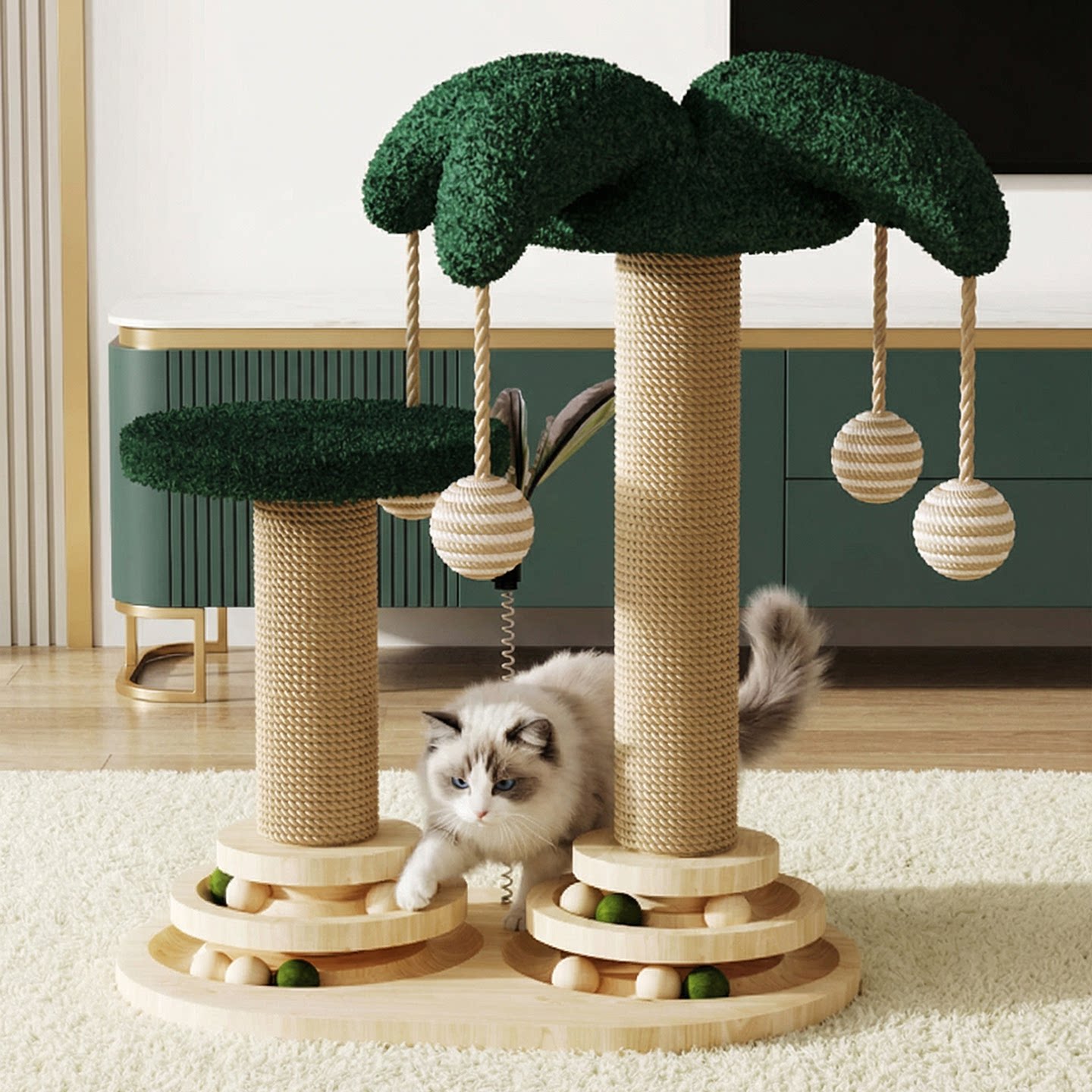 小户型不占地实木剑麻猫爬架