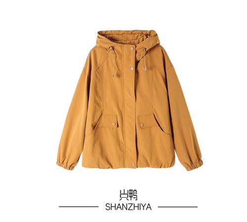 山只鸭/SZY 休闲风连帽抽绳夹克女短外套时尚减龄百搭外套
