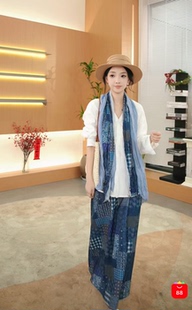 小众拼接印花半身裙套装 早春穿搭休闲度假防晒罩衫 女 SZY 山只鸭