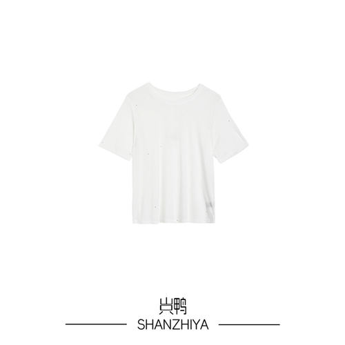山只鸭/SZY 短袖T恤女夏显瘦设计感上衣