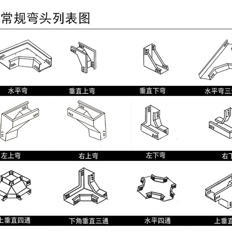 骞宇 桥架线槽左右弯头 水平弯 垂直上弯 下弯 水平三通 四通齐全图片