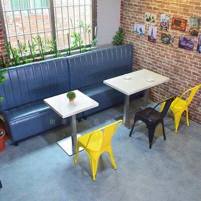 石英石桌子奶茶店小吃店火锅店桌椅卡座沙发组合饭店面馆餐桌商用