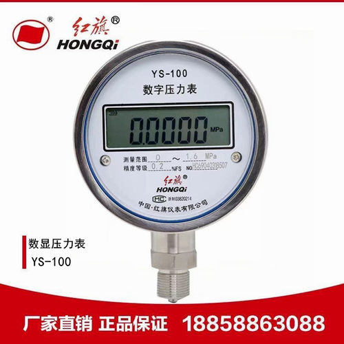 厂家直销 红旗仪表 YS-100高精度数显精密气压表不锈钢数字压力表