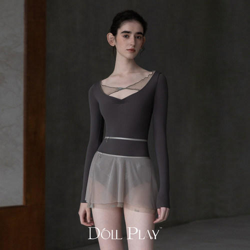 DollPlay芭蕾长袖绑带体服上衣