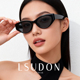 LSUDON猫眼墨镜女黑色复古修颜防晒防紫防外线太阳镜新款 户外旅游