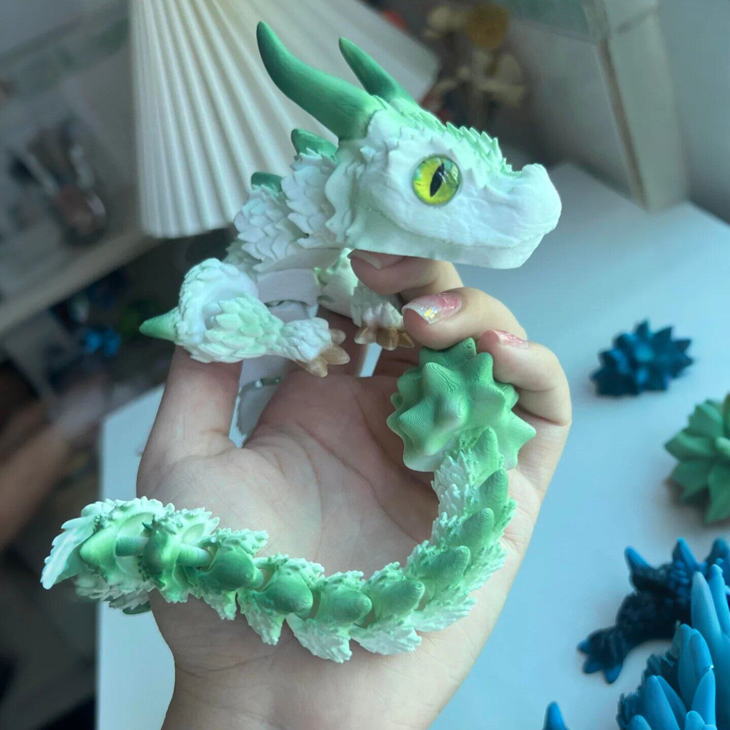 3d打印龙宝玩具带龙角的立体模型夜光网红蛇真动物手办关节可动