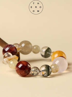 暮秋林间黄花胶绿幽灵金发晶手串