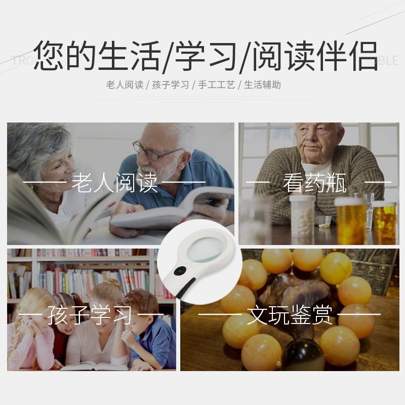 拜斯特手持高 倍放大镜LED灯高 清老人儿童新年礼物