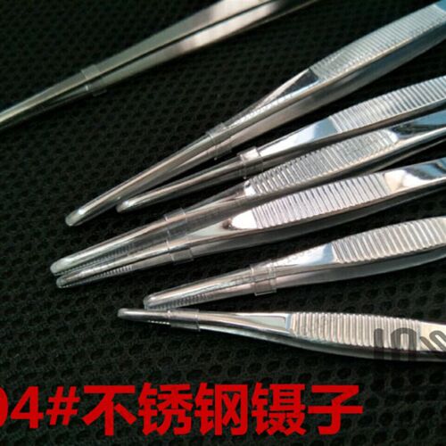 30cm 304# 不锈钢镊子 精密敷料镊子 圆头带齿防滑镊子 耐腐蚀