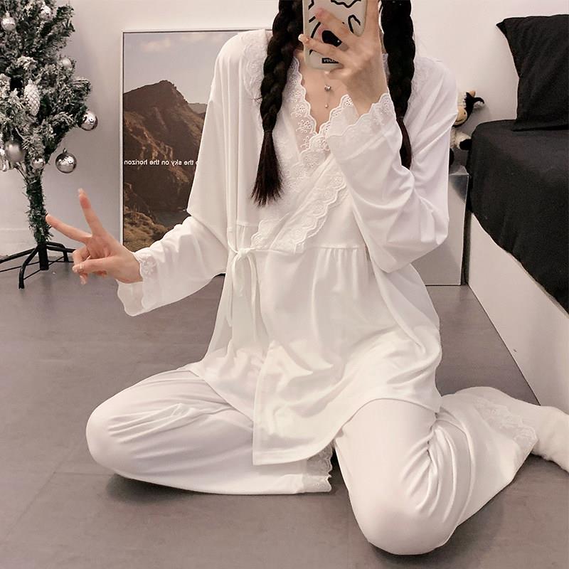 纯色月子服和服款夏季薄款孕妇睡衣女怀孕期待产后哺乳家居服套装