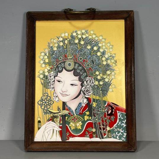 名家大作粉彩花卉图挂屏瓷板画摆件 家居装饰品摆件收藏