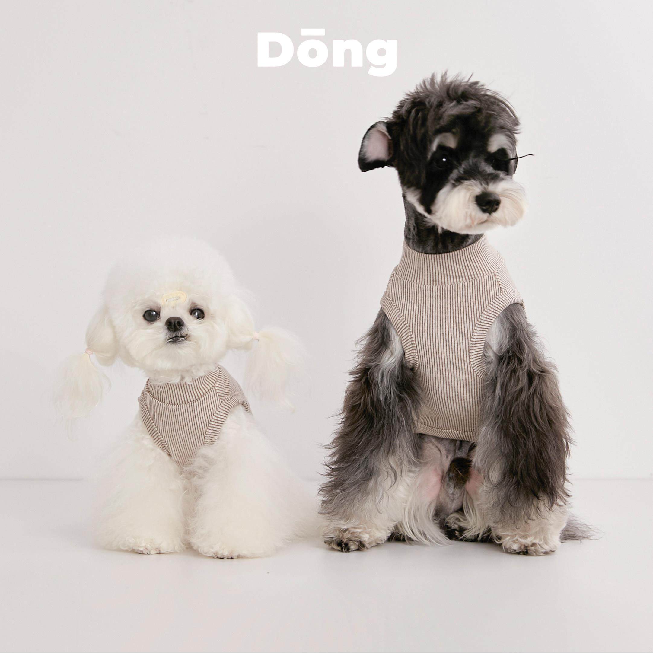 Dong东狗泰迪比熊雪纳瑞软糯小型犬宠物服装条纹背心居家服打底