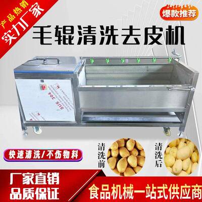 大型毛辊清洗机手剥笋春笋鲜毛笋洗姜机毛刷清洗机