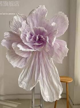 R20899巨型纸艺花婚礼饰景香背槟晕染渐变褶皱装立婚体庆道具花艺