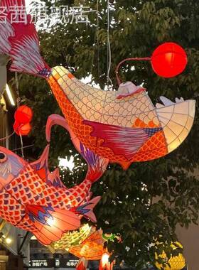 中节国AHF庆节传统舞鱼灯非遗鱼秋灯品手工成传统灯摄影手笼持鱼