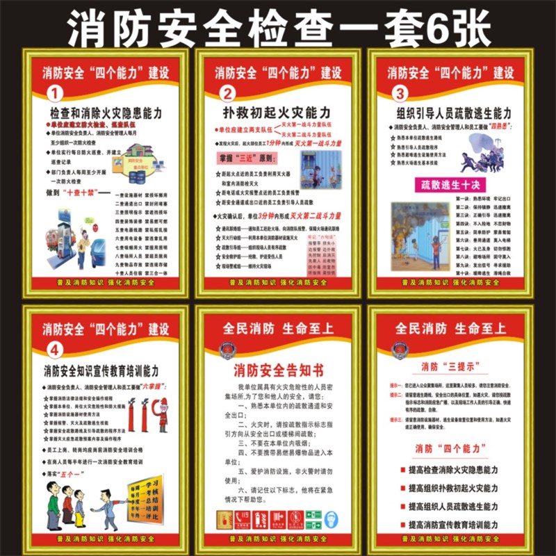 四个能力标识牌 消防安全三个提示标语牌工厂管理制度牌 告知牌