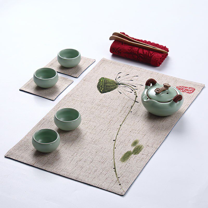 茶杯垫子功夫茶棉麻吸水中国风茶台布艺桌布防水禅意专用桌旗茶道