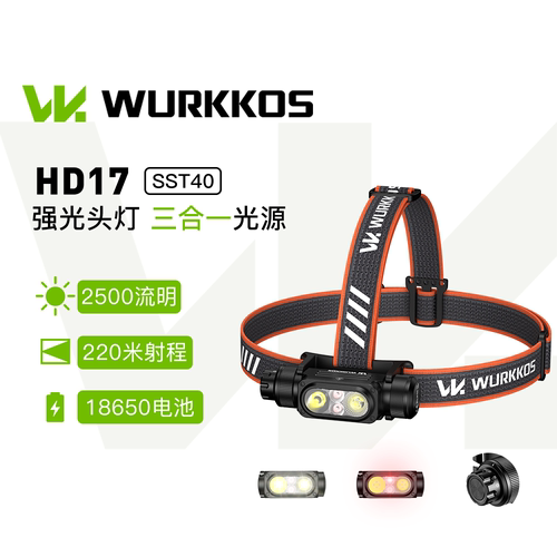 沃克思达HD17多光源18650头灯