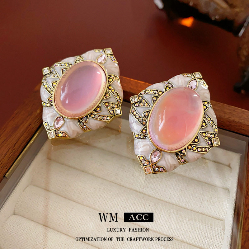 中古vintage气质耳环银针椭圆形菱形镶钻耳钉轻奢高级感耳饰,饰品/流行首饰/时尚饰品新,银饰耳饰,淘宝优惠券,粉丝福利购,淘宝优惠卷