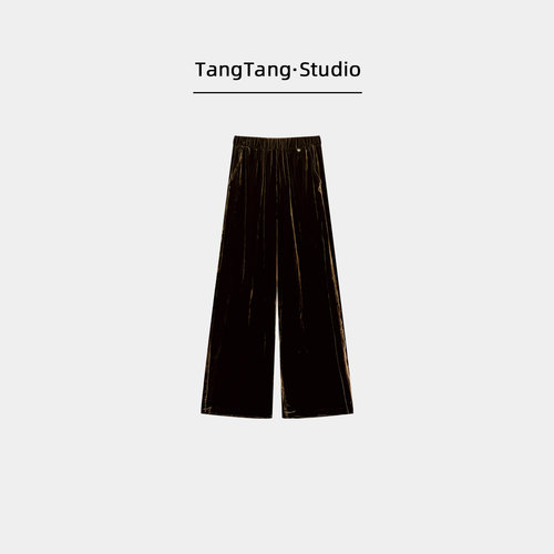 【TangTang·Studio】真丝咖裤子百搭时尚气质休闲直筒裤-126180
