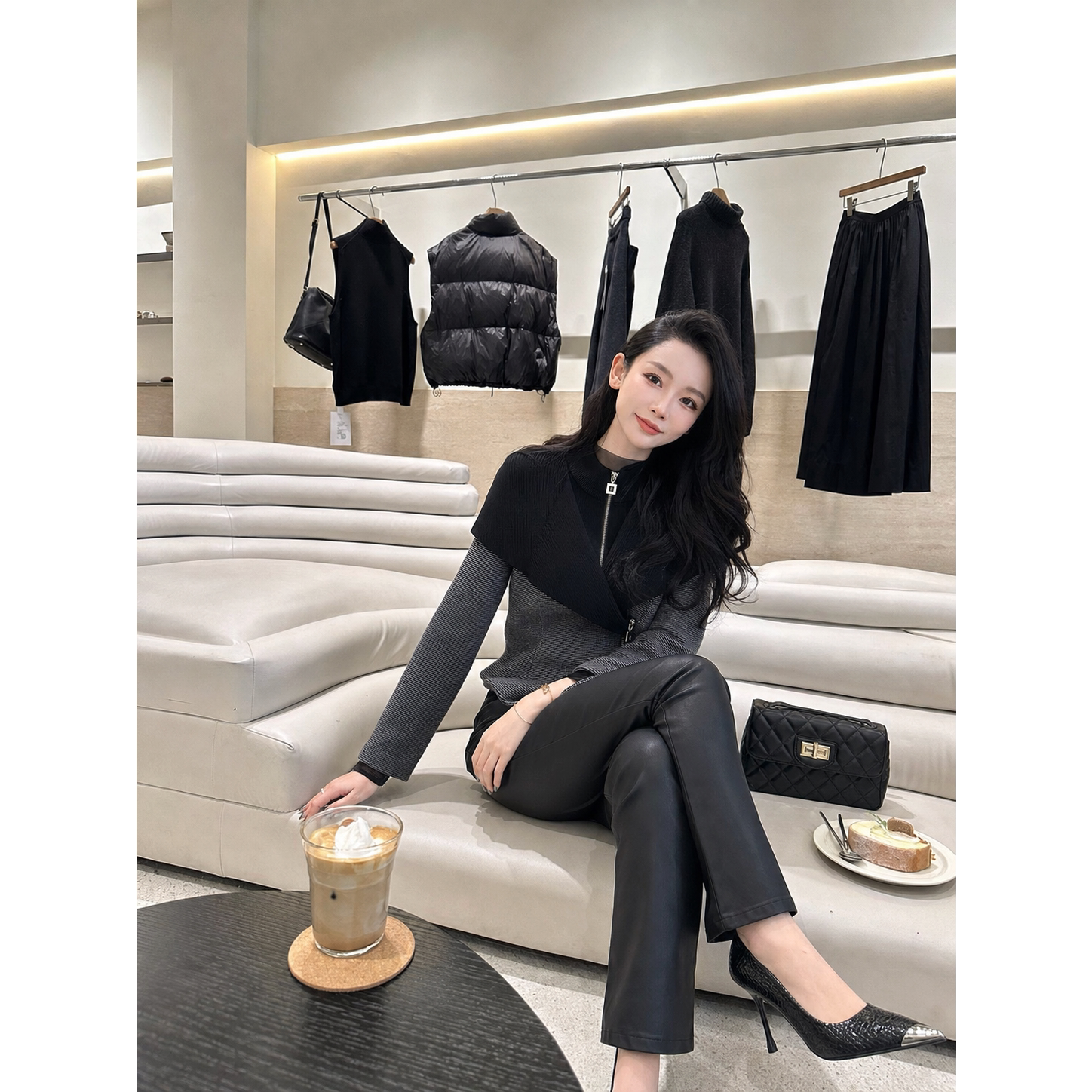 【TangTang·Studio】千鸟格斗篷外套高级女装气质外套-2512995图片