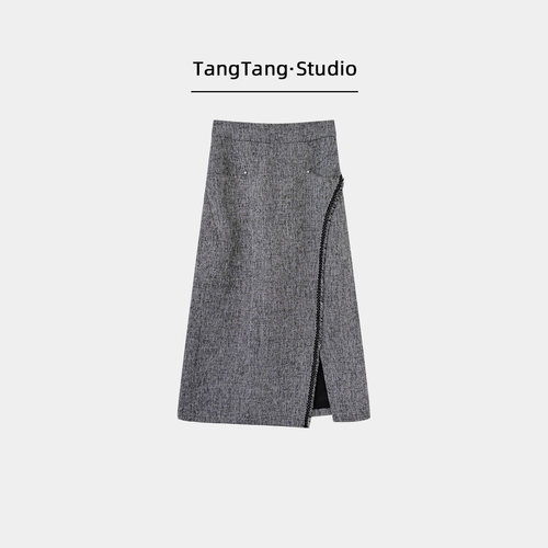 【TangTang·Studio】亚麻流苏半裙休闲百搭女装裙子-129328