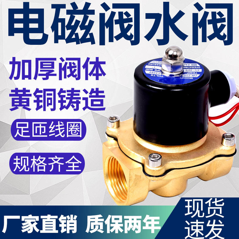 电磁阀220v水阀24v阀门电动24V铜线6分2分放水管电子阀控制阀气动