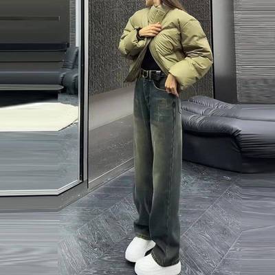 牛仔裤女2240年款秋窄冬小个子裤子高腰显瘦直筒MQE-K604新版阔腿