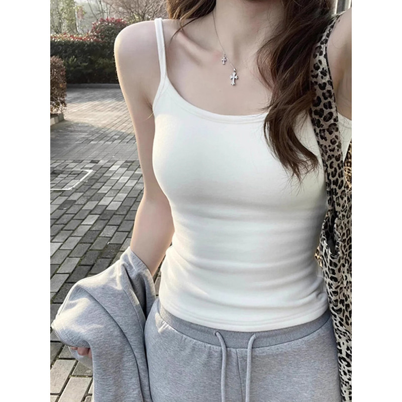 棉吊带背心女春夏季内搭薄款不带胸垫遮副乳外穿显瘦打底无袖上衣