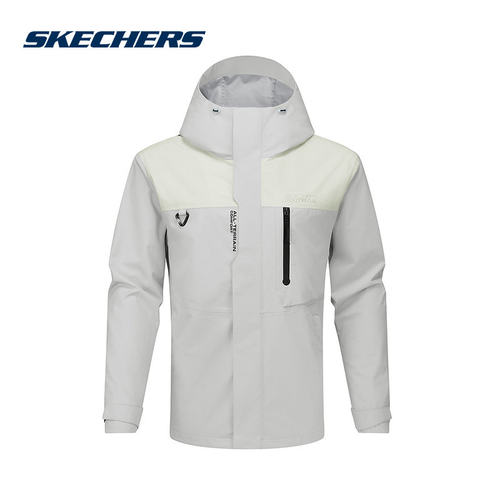 Skechers斯凯奇26春男户外运动防风连帽梭织外套 P126M046/01KW