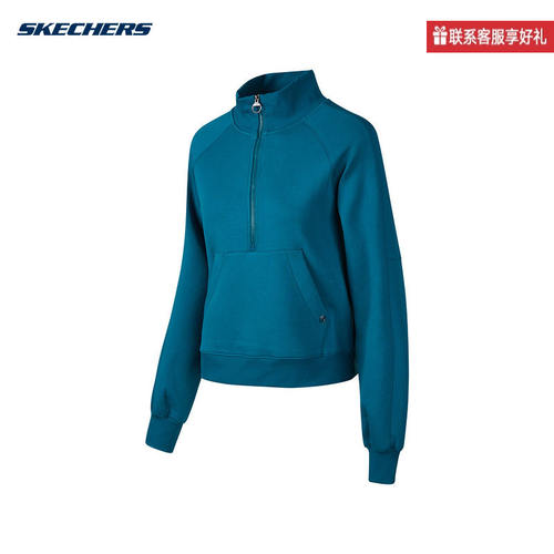 Skechers斯凯奇春季新款女子休闲时尚针织套头卫衣P124W005/01CN