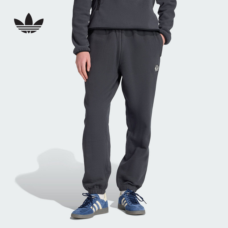 adidas阿迪达斯三叶草毛圈布慢跑风运动裤2025冬男针织长裤JX8180