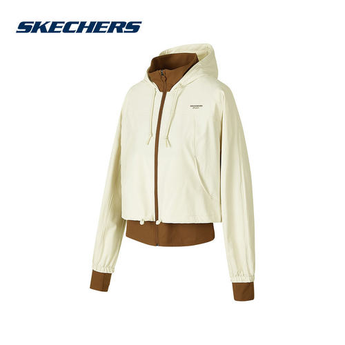 Skechers斯凯奇上衣冬女时尚潮流百搭梭织连帽外套 P324W045/0544