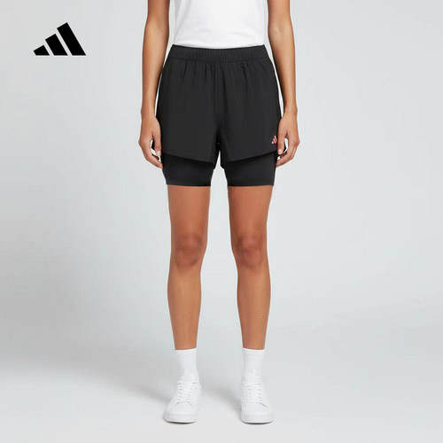 adidas阿迪达斯跑步百褶运动裤弹力舒适2026春女梭织短裤 KR5094