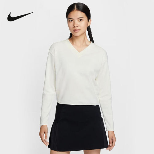 Nike耐克女子V领长袖上衣高尔夫针织柔软运动休闲T恤IH1946-133