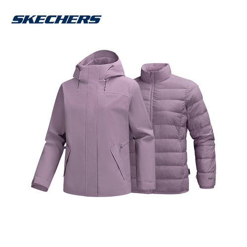 Skechers斯凯奇冬款女休闲运动外套三合一羽绒内胆 P425W127/03U6