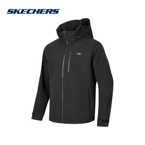 Skechers斯凯奇秋冬防风男士舒适百搭连帽梭织外套 P424M213/0018