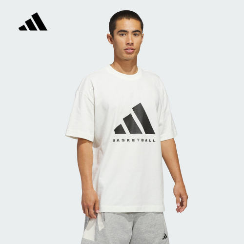 adidas阿迪达斯短袖26新款中性棉质篮球运动宽松圆领T恤 JZ9528