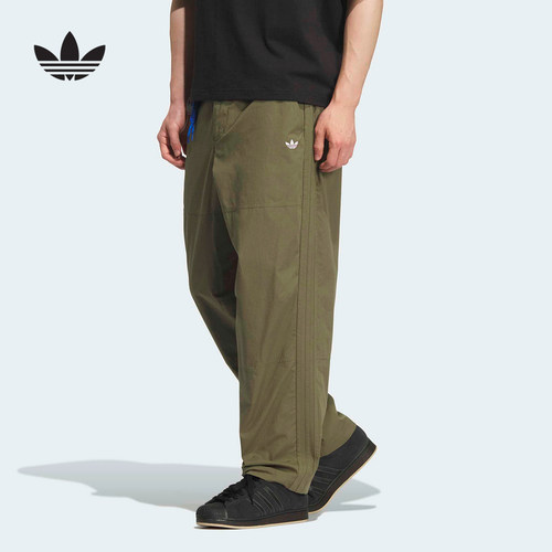 adidas阿迪达斯三叶草纯色简约运动裤2026夏男梭织休闲长裤KT3044