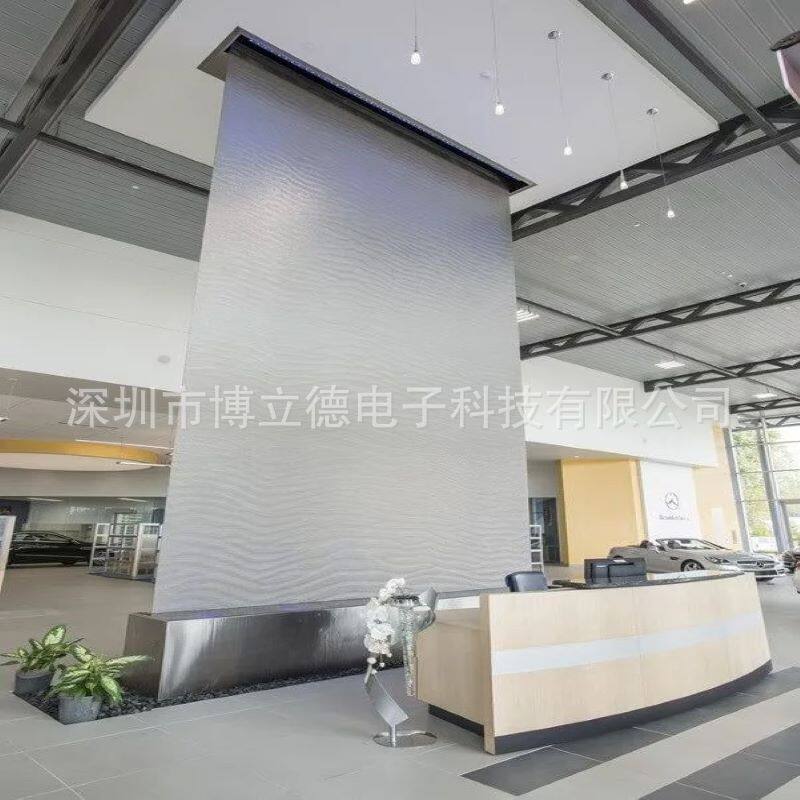 定制室内展厅办公司氛围装饰不锈钢流水背景墙施工安装园林景观
