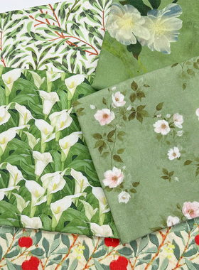 绿色植物系列印花布桌布布艺长方形餐桌布装饰茶几布台布diy布头