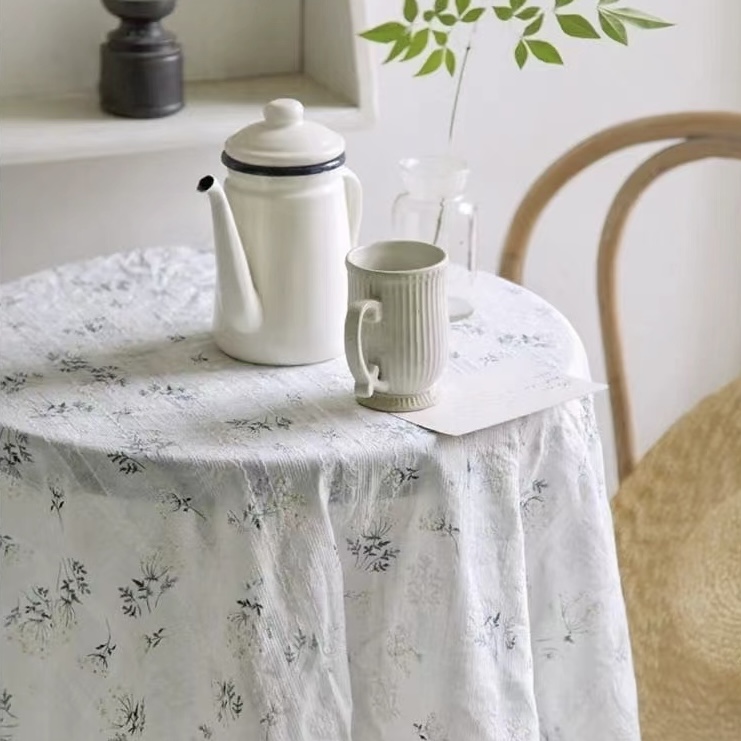 纯棉提花桌布布艺棉布田园风花园餐桌布轻奢高级感茶几布长方形
